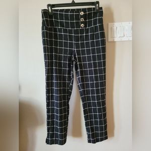 Made in Canada Spandex Checkered Cigarette Pant Crop Ankle